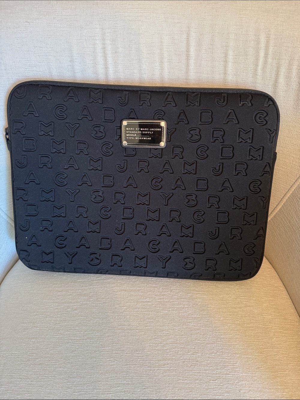 Marc by Marc Jacobs Black Embossed Logo Laptop case